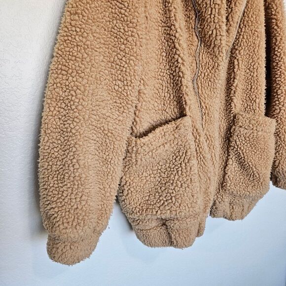 I.AM.GIA Pixie Oversized Teddy Coat Caramel Sherpa Zip Up Jacket Coat Women XS - Picture 6 of 8